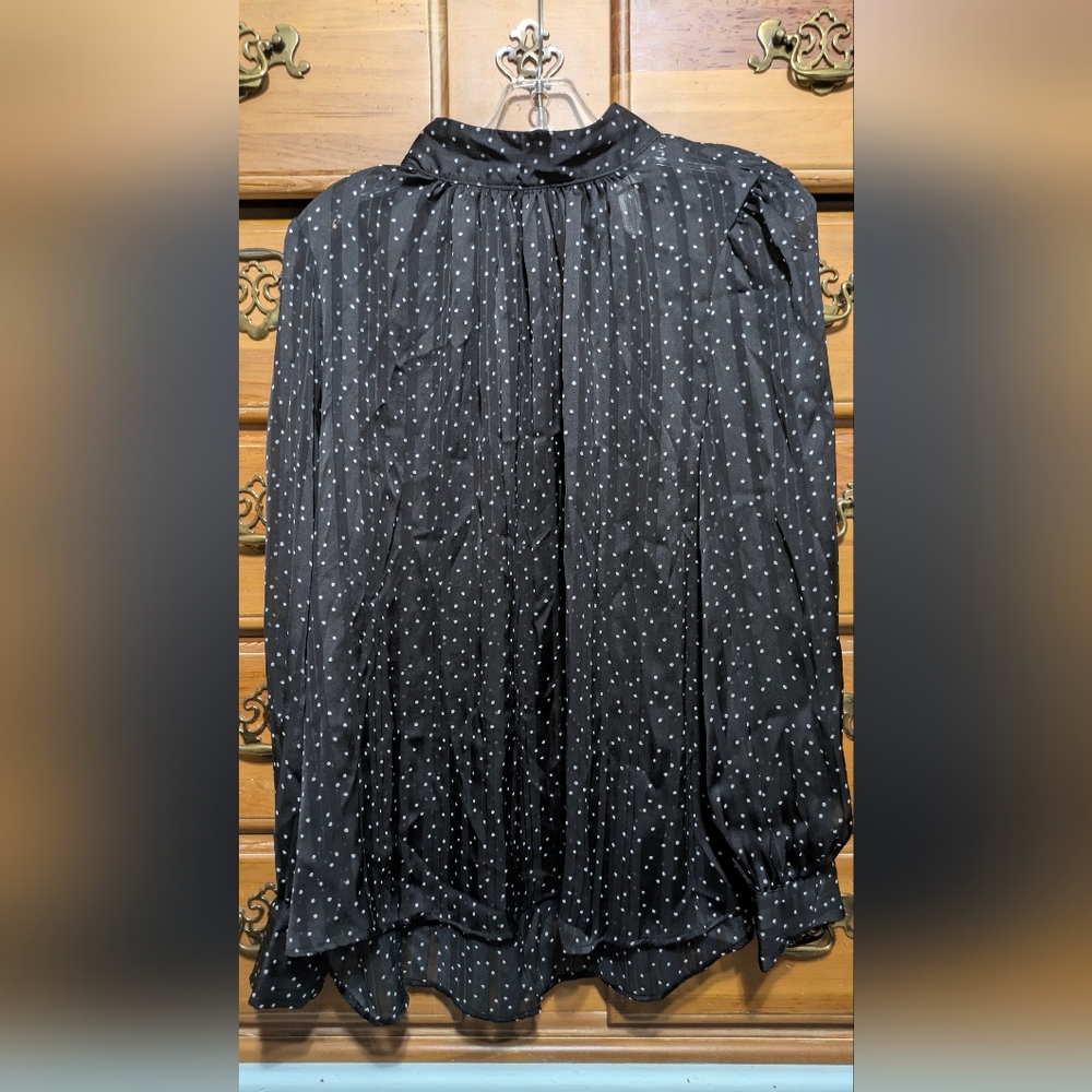 H&M Black Blouse with White Polka Dots
